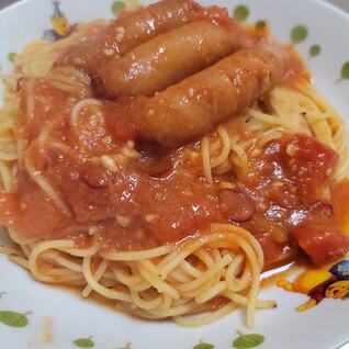 子供も食べやすい☆トマト缶でトマトスパゲティ